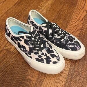 Seavees For J Crew Legend Sneakers Black White Velvet Leopard Shoes Sz 5.5